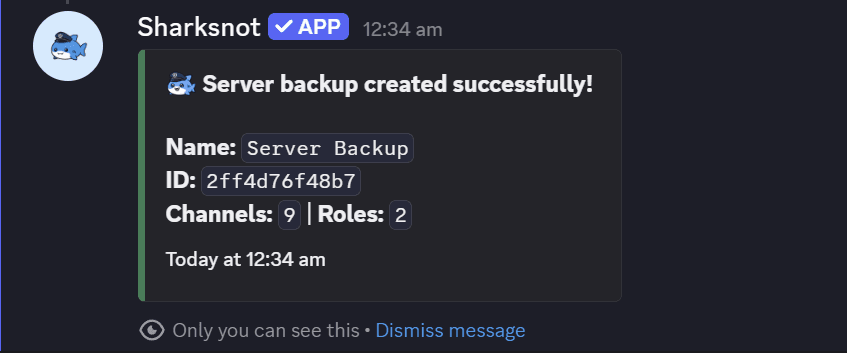 Server Backups feature